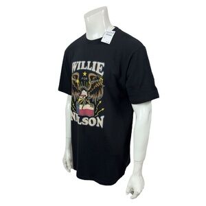 American Needle Inc Black Cotton Tee Willie Nelson Born for Trouble Mens Large